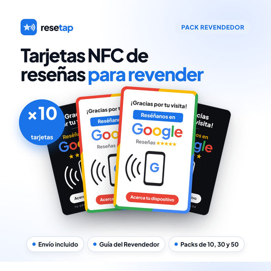 Pack Revendedor ReseTap: tarjetas NFC de reseñas de Google para revender