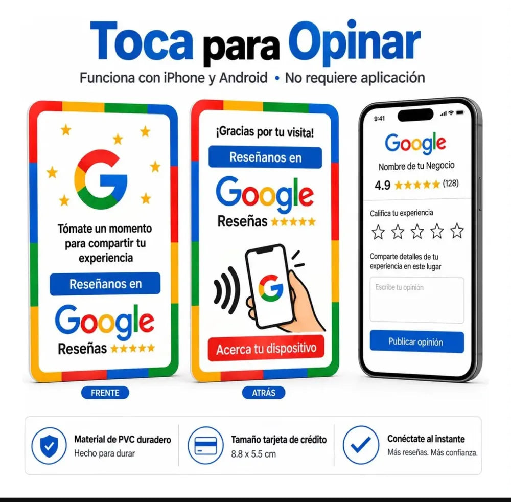 Cliente acercando el celular para calificar el negocio